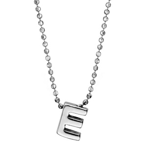 Collier en argent rhodié boules avec pendentif initiale \