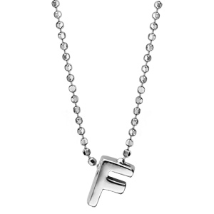 Collier en argent rhodié boules avec pendentif initiale \
