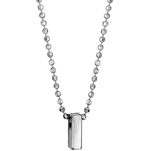 Collier en argent rhodié boules avec pendentif initiale \