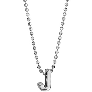 Collier en argent rhodié boules avec pendentif initiale \