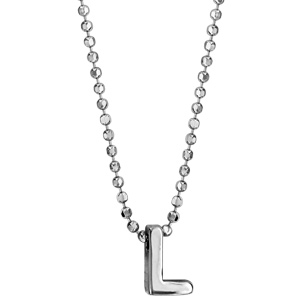 Collier en argent rhodié boules avec pendentif initiale \