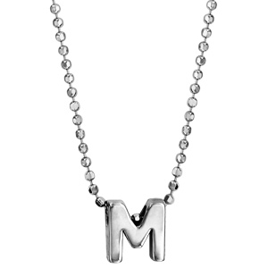 Collier en argent rhodié boules avec pendentif initiale \
