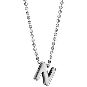 Collier en argent rhodié boules avec pendentif initiale \
