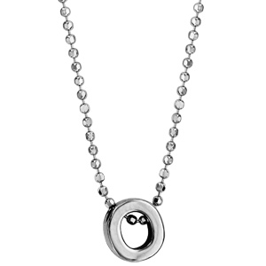 Collier en argent rhodié boules avec pendentif initiale \