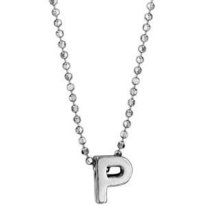 Collier en argent rhodié boules avec pendentif initiale \