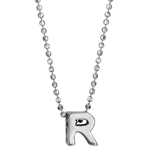 Collier en argent rhodié boules avec pendentif initiale \