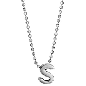 Collier en argent rhodié boules avec pendentif initiale \