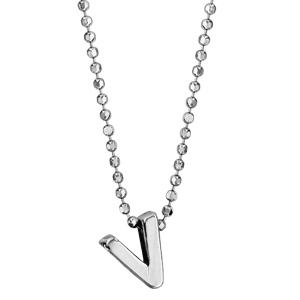 Collier en argent rhodié boules avec pendentif initiale \