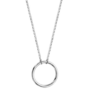 Collier en argent rhodié avec pendentif cercle longueur 43+5cm - Vue 2