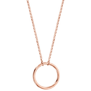 Collier en argent et dorure rose chaîne avec pendentif anneau longueur 43+5cm - Vue 2