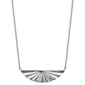 Collier en argent rhodi chane avec pendentif en ventail 40cm + 4cm - Vue 2