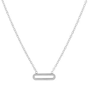 Collier en argent rhodi chane avec pendentif rectangulaire arrondi et lisse 38,5+5cm - Vue 2