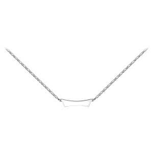 Collier en argent mailles 1+1 avec plaque en forme de trapze prnom  graver longueur 40cm - Vue 2