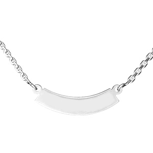 Collier en argent chane avec pendentif plaque prnom  graver en demi lune - longueur 40cm - Vue 2