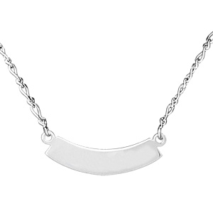 Collier en argent mailles 1+1 avec plaque prnom  graver en demi lune - Vue 2