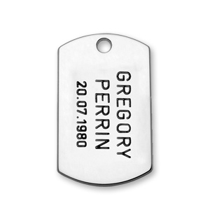 Pendentif en argent plaque G.I. avec les pans arrondis  graver - plaque prestige - Vue 2