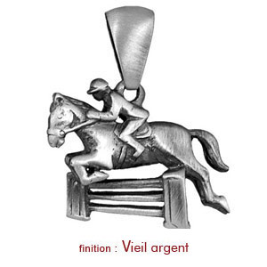 Pendentif Cheval saut d\'obstacle en argent - Vue 2