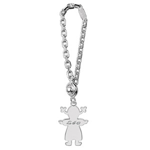 Porte-clef en argent avec petite fille à graver - Vue 2