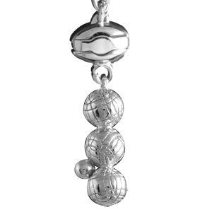 Porte-clef en argent rhodié boules de pétanque - Vue 2