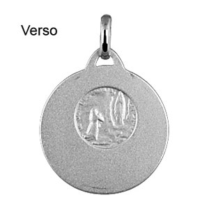 Pendentif mdaille en argent rhodi de Saint-Christophe en relief et bord brillant - Vue 2