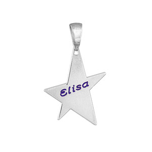 Pendentif en argent étoile à graver petit modèle - plaque prestige - Vue 2