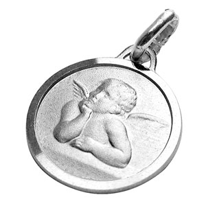 Pendentif mdaille en argent ange et le pourtour brillant - Vue 2