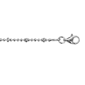 Chaîne de cheville en argent rhodié boules lisses et facettées - longueur 23cm + 5cm de rallonge - Vue 2