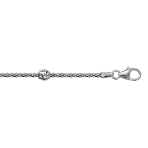 Chaîne de cheville en argent maille pop-corn avec boules facettées - longueur 23cm + 3cm de rallonge - Vue 2
