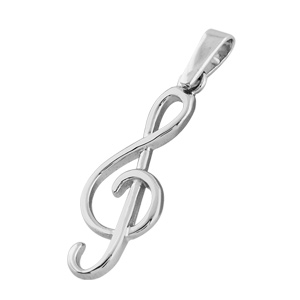 Pendentif en argent clef de sol - Vue 2