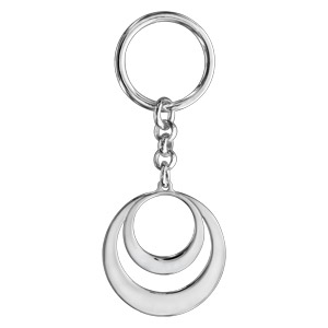 Porte-clef massif argent passiv pendentif 2 cercles  graver - Vue 2