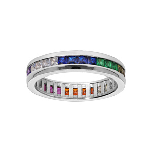 Bague en argent rhodi empierre multi couleurs - Vue 2