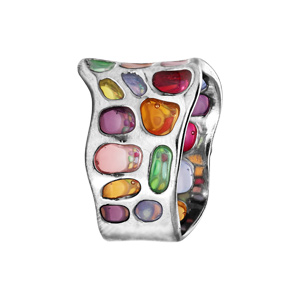 Bague en argent rhodié type vitrail - Vue 2