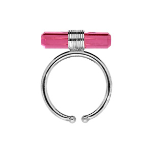 Bague en argent rhodié avec tube en cornaline orange véritable réglable - Vue 2