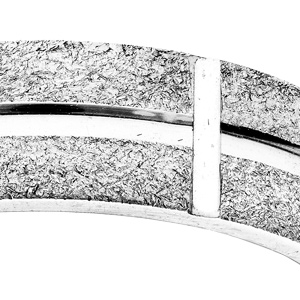 Alliance en argent rhodi ruban granite diamante largeur 6mm - Vue 2