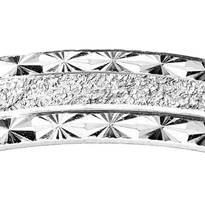 Alliance en argent rhodi granite et diamante avec bord toile largeur 4mm - Vue 2