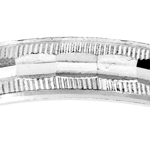 Alliance en argent rhodié diamantée avec striures largeur 4mm - Vue 2