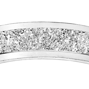 Alliance en argent rhodié 5mm avec bande granitée au milieu et bords brillants - Vue 2