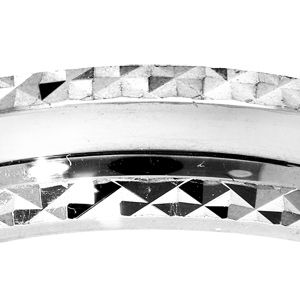 Alliance en argent rhodi lisse et bords diamants largeur 5mm - Vue 2