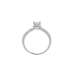 Bague en argent rhodi solitaire avec oxydes blancs sertis et 1 oxyde blanc serti griffe - Vue 2