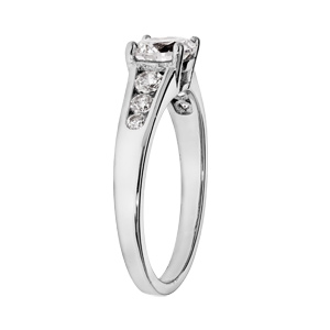 Bague en argent rhodi grande taille solitaire 4 griffes et oxydes blancs - Vue 2