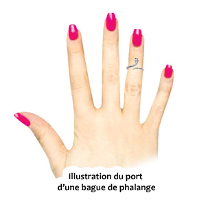 Bague de phalange en argent rhodi avec breloque coeur orn d\'oxydes blancs sertis - Vue 2