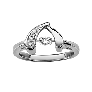 Bague Dancing Stone en argent rhodié forme circonflexe et oxydes blancs - Vue 2