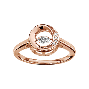 Bague Dancing Stone en argent et dorure rose motif cercle orné d\'oxydes blancs - Vue 2