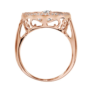 Bague Dancing Stone en argent et dorure rose motif arbre de vie orné d\'oxydes blancs - Vue 2