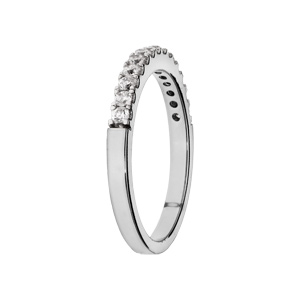 Bague en argent rhodi grande taille demi rail d\'oxydes blancs sertis - Vue 2