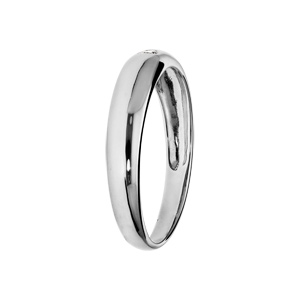 Bague en argent rhodi grande taille jonc anglais de 5mm et oxyde blanc serti - Vue 2