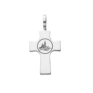 Pendentif en argent rhodié croix lisse à graver - Vue 2