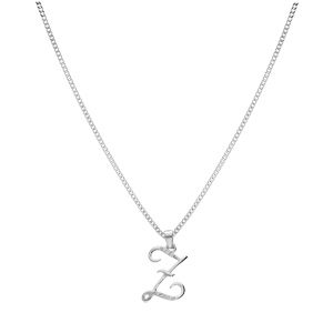 Collier avec pendentif en argent rhodi initiale Z majuscule avec oxydes blancs sertis longueur 42cm + 3cm - Vue 2