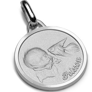Pendentif médaille pour bébé en argent rhodié zodiaque Capricorne - Vue 2