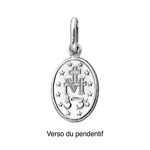 Pendentif en argent rhodi ovale Miraculeuse recto verso - Vue 2